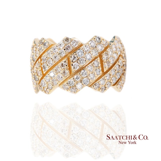 Contemporary 18k (750) Yellow Gold 4.50 Ct Natural Diamond Ring Band, Size 8 For Sale - Image 3 of 8