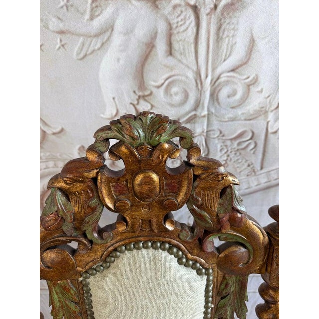 Wood Set of 10 Chairs Italian Renaissance Revival Polychrome Giltwood Dining Chairs For Sale - Image 7 of 18