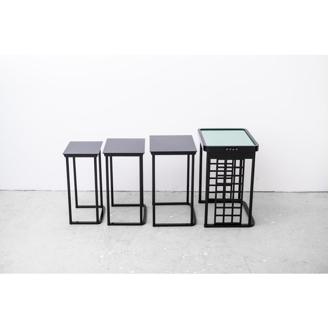 Black Art Nouveau Nesting Table Set after 1905 Design by Prof. Josef Hoffmann, Vienna, c.1980, Set of 4 For Sale - Image 8 of 18
