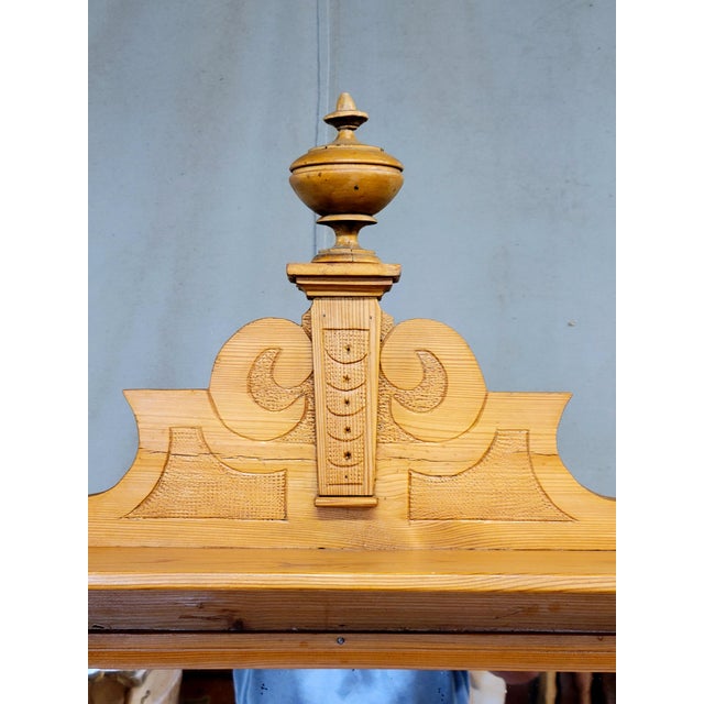 Wood Antique Circa 1880 Swedish Pine Sideboard Buffet With Original Mirror For Sale - Image 7 of 18