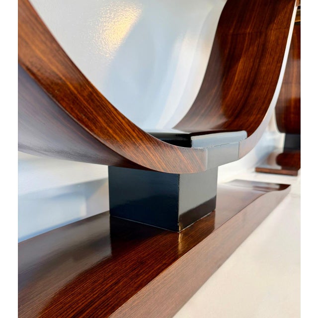 Paint French Art Deco Consoles with Sculptural Curved Bases, 1940s, Set of 2 For Sale - Image 7 of 12