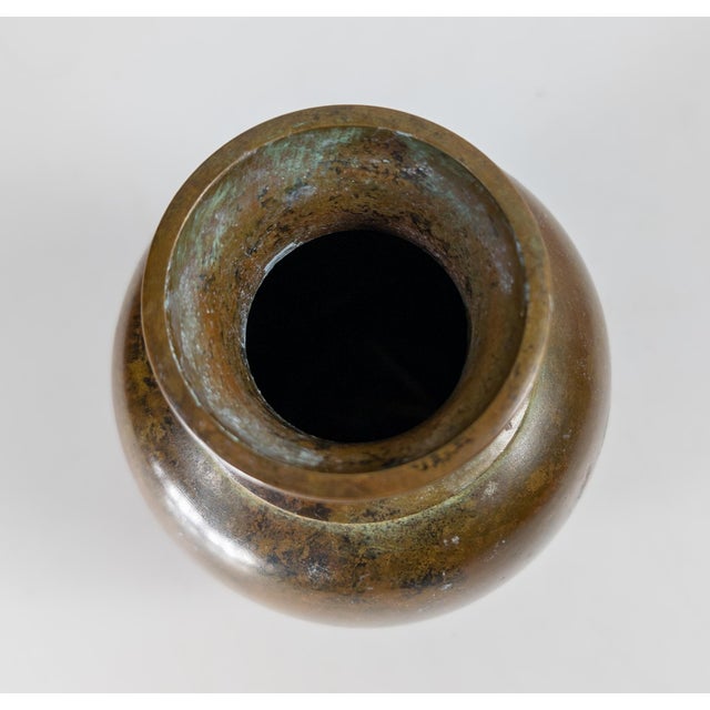 Metal Mid-Century Japanese Asian Modern Bronze Vase With Patina For Sale - Image 7 of 8
