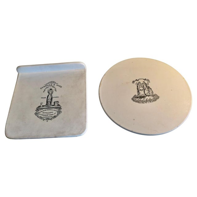 19th Century Ceramic Butter Slab and Cheese Scale Pan, Set of 2 For Sale - Image 10 of 10