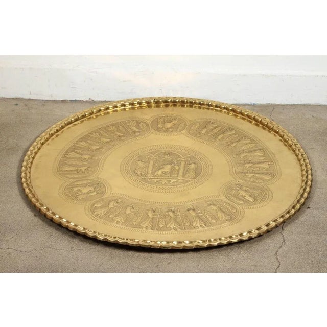 Brass Large Brass Persian Hanging Tray For Sale - Image 8 of 10