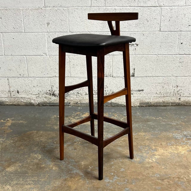 1960s Danish Mid Century Modern Bar Stools in Rosewood, a Pair - Knud Bent Design for Dyrlund For Sale - Image 11 of 12