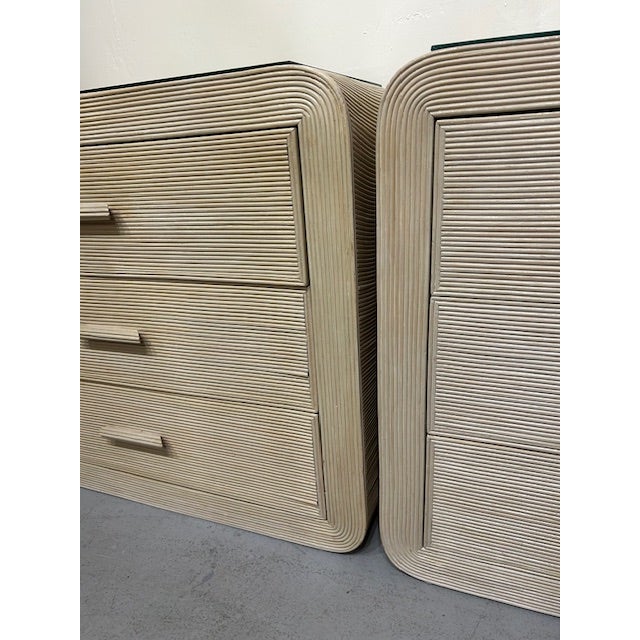 Gabriella Crespi Vintage Pair Pencil Reed Rattan Chests For Sale - Image 4 of 11