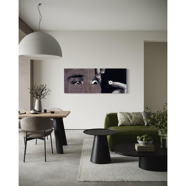 Cedric Vu "Grwm" Horizontal Tufted Yarn Self Portrait, Face Fragments, Dark Field, Contemporary California Textile Art, Pop Art, 2025 For Sale In San Francisco - Image 6 of 8