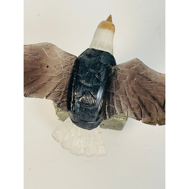 Contemporary 1960s Pair Eagle Semiprecious Stones Birds Sculptures on Pirite Bases For Sale - Image 3 of 10