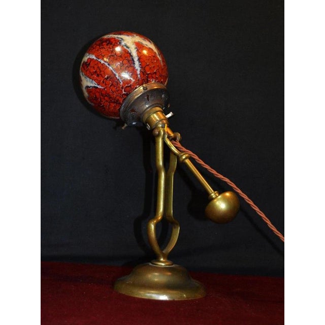 Art Deco Brass Maritime Gimbal Lamp with Coloured Glass Shade, 1920s For Sale - Image 9 of 18