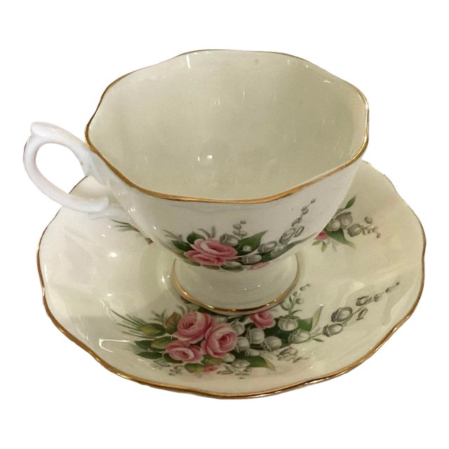 1940s Royal Albert Lily of the Valley Teacup and Saucer Set- 2 Pieces For Sale
