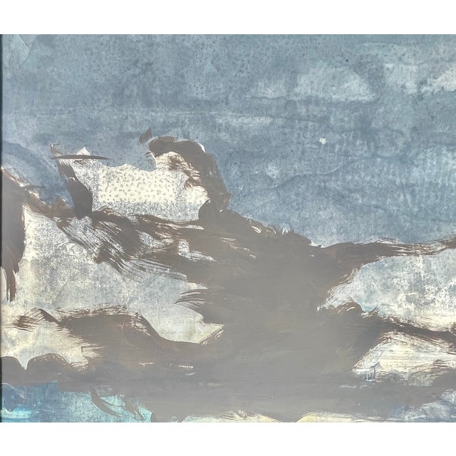 1970s Large Double Framed Abstract Watercolor on Paper From 70's For Sale - Image 5 of 7