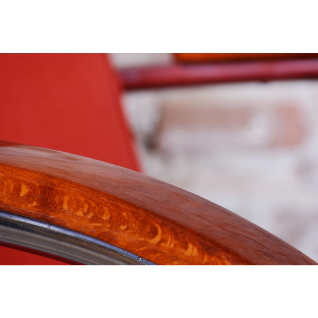 Red Czech Bauhaus Beech and Chrome Armchair attributed to Mücke Melder, 1930s from Mücke Melder For Sale - Image 8 of 14