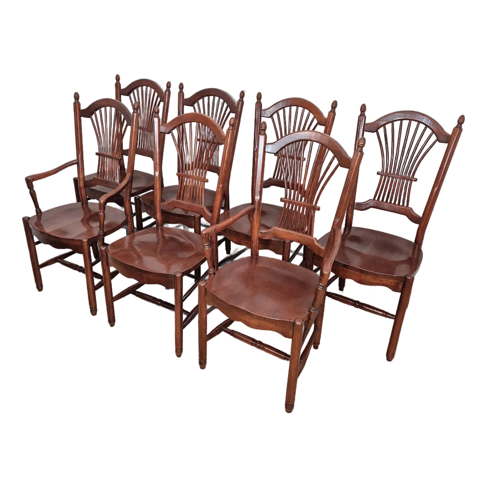 Late 20th Century Vintage Farmhouse Style Solid Cherry Wheat Sheaf Back ...
