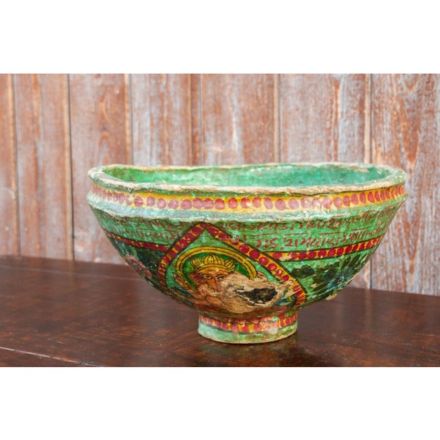 Paper Ganesha Antique Papier MachâˆšÂ© Bowl For Sale - Image 7 of 9