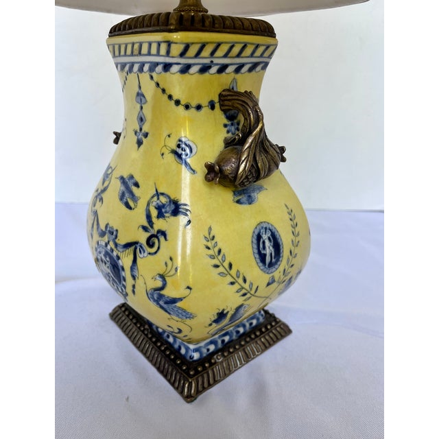 Vintage Italian Porcelain Table Lamp With Brass Pomegranate Handles For Sale - Image 12 of 15