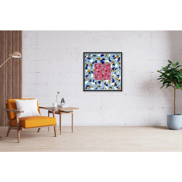 Abstract 2022 "Mauve Camouflage on Slate" Abstract Acrylic Painting by Natalia Roman For Sale - Image 3 of 9