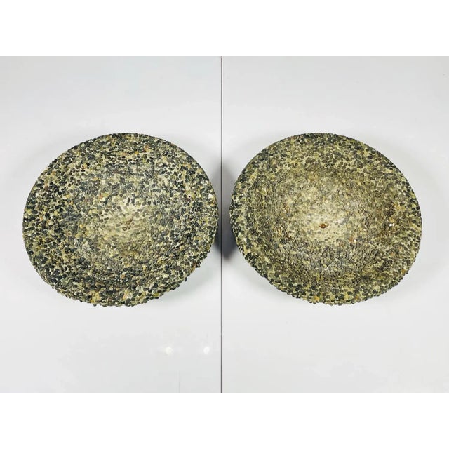 Modern Vintage Pebble Stone & Concrete Planters, a Pair For Sale - Image 3 of 13