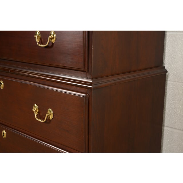 Harden Furniture Georgian Solid Mahogany Triple Chest-on-Chest Highboy Dresser For Sale - Image 12 of 17