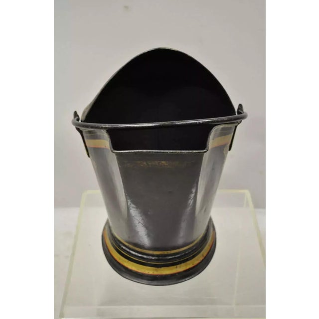 Antique Victorian Black Steel Hand Painted Flower Tole Metal Coal Scuttle Bucket For Sale - Image 10 of 12