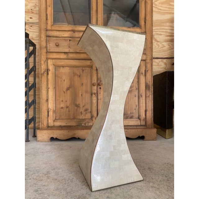 Maitland Smith Tessellated Coral + Brass Pedestal For Sale - Image 11 of 17