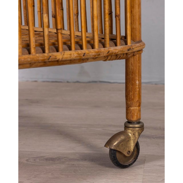 Wood Vintage Bamboo Bar Trolley, Italy, 1960s For Sale - Image 7 of 11