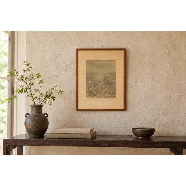 A small framed winter landscape in the East Asian literati manner, most likely Chinese, with a date that reads to us as...