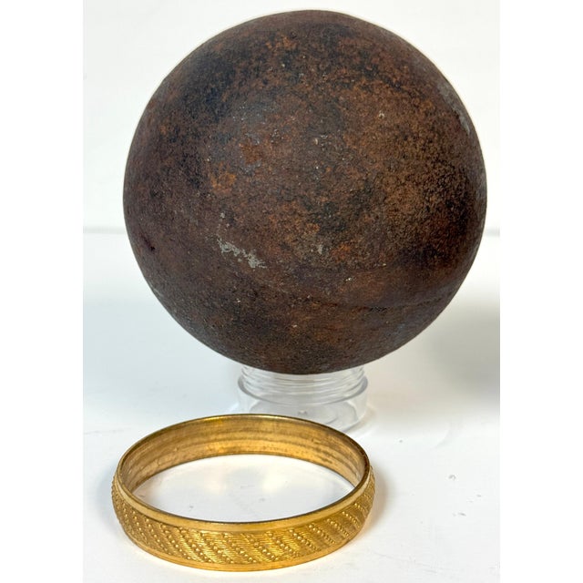 Mid 19th Century Pair Confederate Civil War Cast Iron Cannonballs with Century Ormolu Mounts For Sale - Image 5 of 18