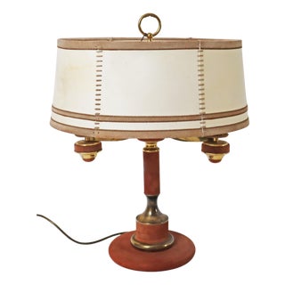 Brown Bouillotte Suede Table Lamp from Lederlux, 1970s For Sale