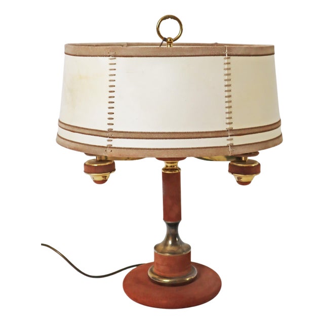 Brown Bouillotte Suede Table Lamp from Lederlux, 1970s For Sale