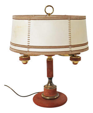 Brown Bouillotte Suede Table Lamp from Lederlux, 1970s