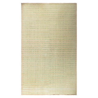 Doris Leslie Blau Vintage Indian Dhurrie Olive Green and Warm Beige Rug For Sale