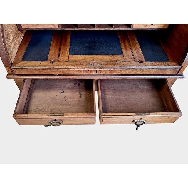 Victorian Tambour Roll-Top Maple and Brass Desk For Sale - Image 13 of 13