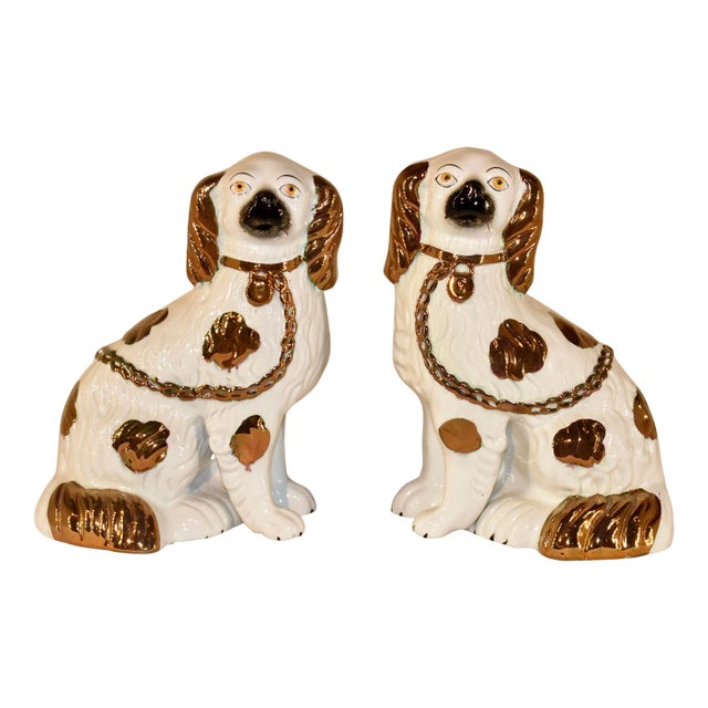 Pair of 19th Century Staffordshire Spaniels For Sale