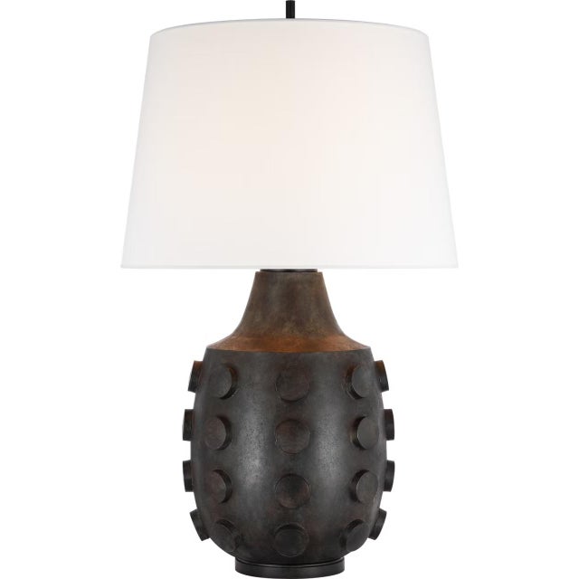Modern Thomas O'Brien by Visual Comfort Signature Orly Large Table Lamp in Garden Bronze with Linen Shade For Sale - Image 3 of 3