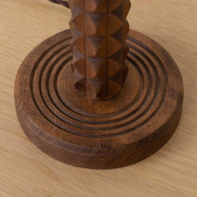 1940s French Carved Wood Table Lamp by Charles Dudouyt For Sale - Image 10 of 11