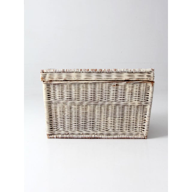 Vintage White Wicker Storage Basket For Sale - Image 10 of 18