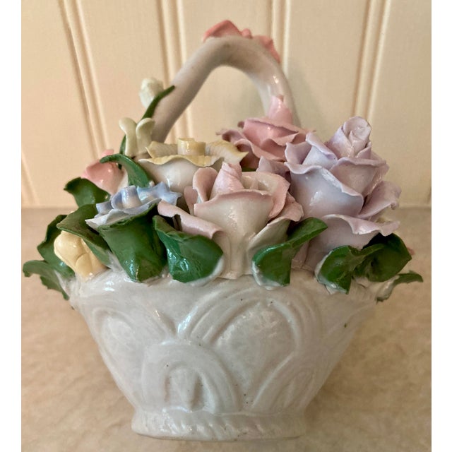 Vintage Porcelain Figurine of Roses in a Basket Chairish
