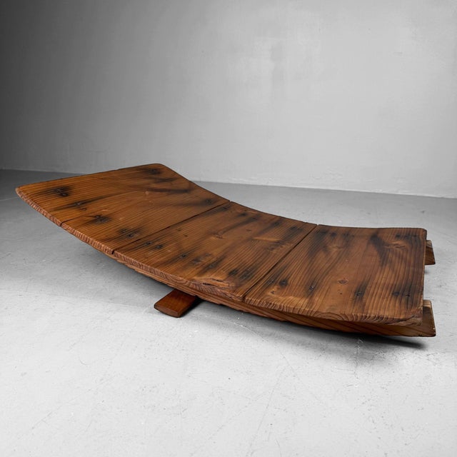 Characterful cedar wooden object from Japan, most likely originally used as the lid of a large barrel or wooden tub....