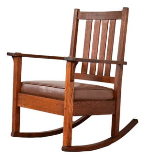 Stickley Brothers Antique Mission Oak Arts & Crafts Rocking Chair, Circa 1910