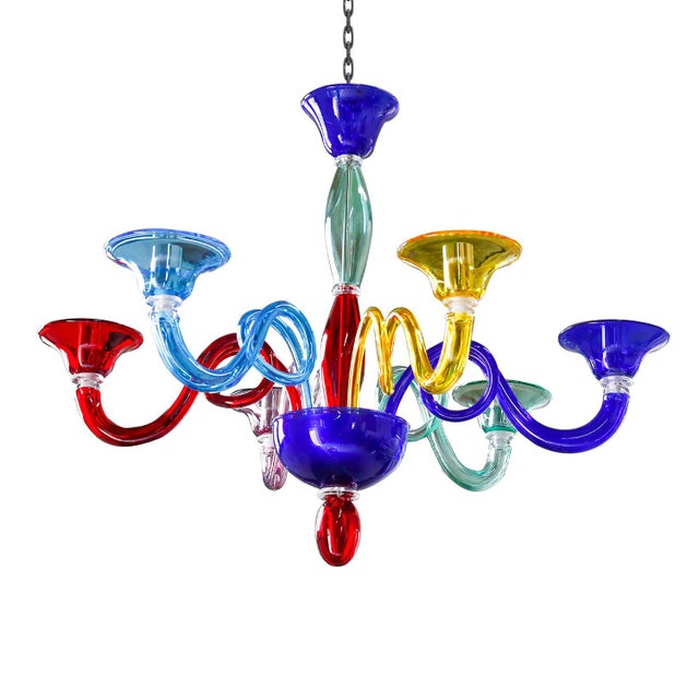 Metal Brazil Chandelier in Multicolored Murano Glass by Bottega Veneziana For Sale - Image 7 of 7