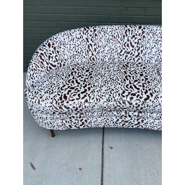 1950s Mid Century Sofa Recovered in Animal Print Fabric For Sale In Charlotte - Image 6 of 11