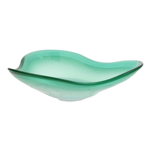 Large Freeform Sea Green Murano Glass Bowl For Sale