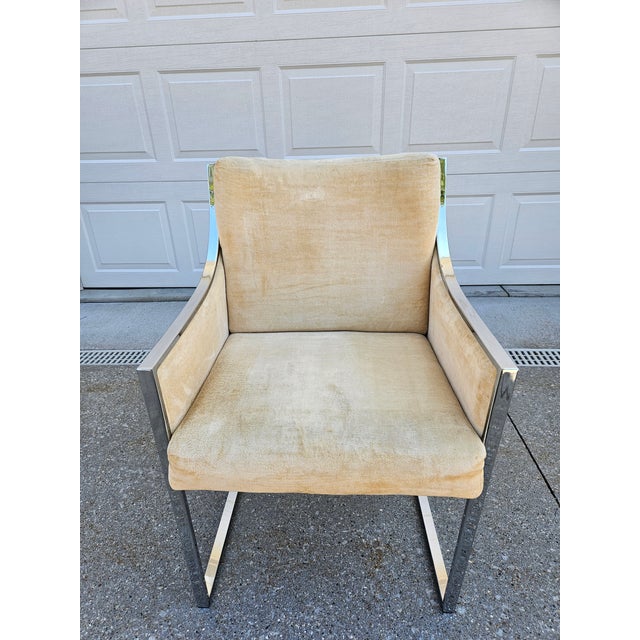 Textile Comfort Designs Chrome and Upholstered Armchairs (Set of 5) For Sale - Image 7 of 15