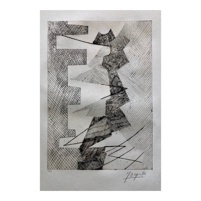 Jean Deyrolle, French Avant Garde Bold Abstract Geometric Aquatint Etching Op Art Kinetic For Sale