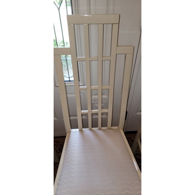 1970s Abel Gonzalez White Lacquer Modern Tall Back Dining Room Chairs For Sale - Image 14 of 18