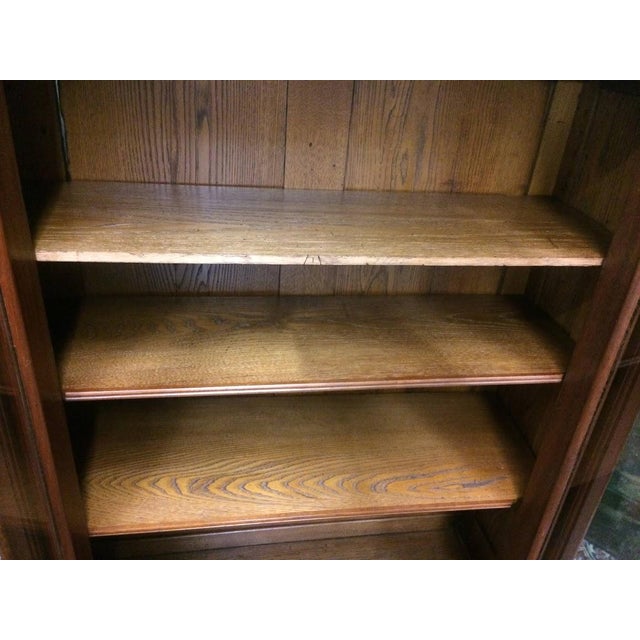 Brown Antique Bookcase, Victorian Bookcase With Glass Doors For Sale - Image 8 of 13