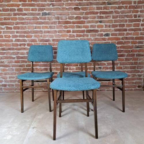 Vintage Bouclé Fabric Chairs Czechoslovakia (1960s), Set of 4 For Sale - Image 6 of 6