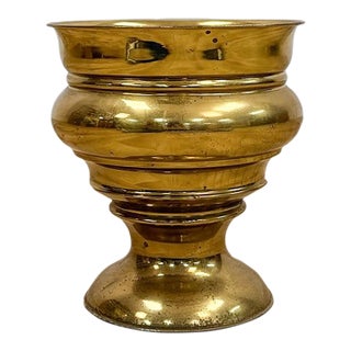 Large Vintage Brass Planter VaseMCM Hollywood Regency Coastal Eclectic For Sale