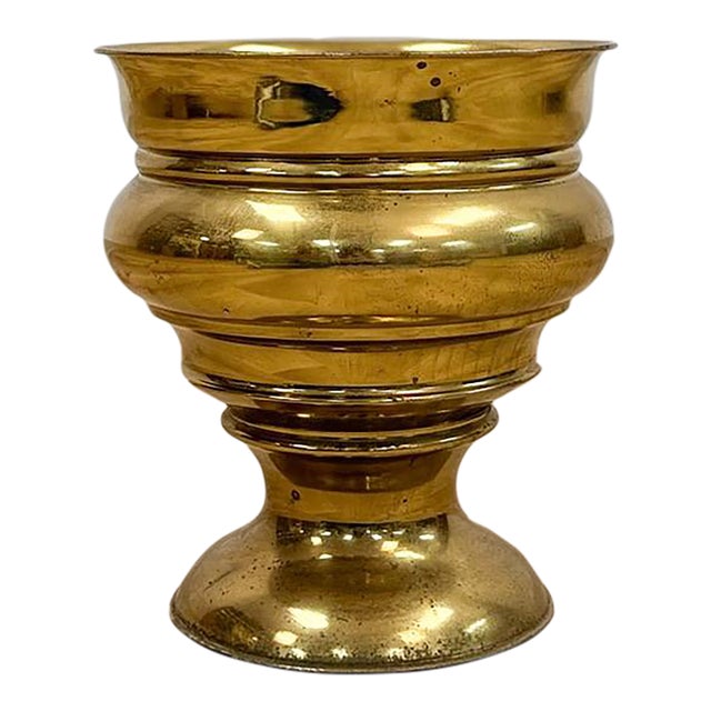 Large Vintage Brass Planter VaseMCM Hollywood Regency Coastal Eclectic For Sale