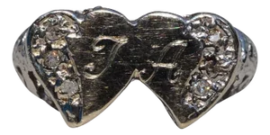 The Hodge: Antique Handmade Toi Et Moi Lovers Ring in White Gold and Diamonds